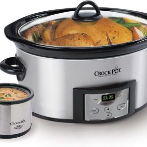 Crock-Pot 6Qt Countdown Programmable Oval Slow Cooker W/ Dipper Stainless Steel