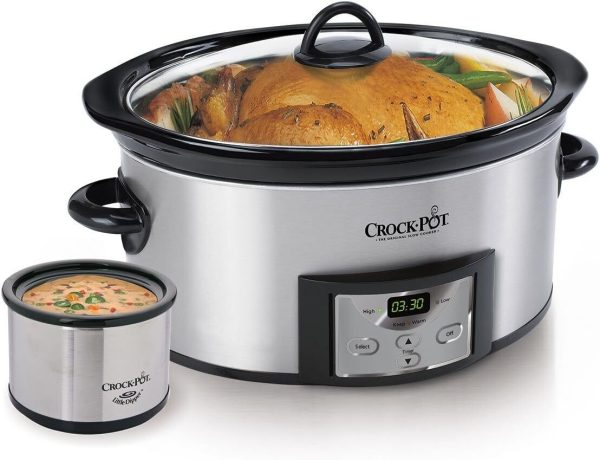 Crock-Pot 6Qt Countdown Programmable Oval Slow Cooker W/ Dipper Stainless Steel