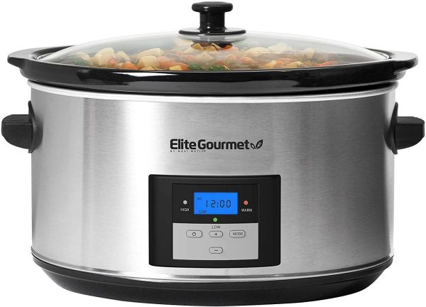 8.5 Quart Digital Programmable Slow Cooker Adjustable Temp Glass Lid Crock US