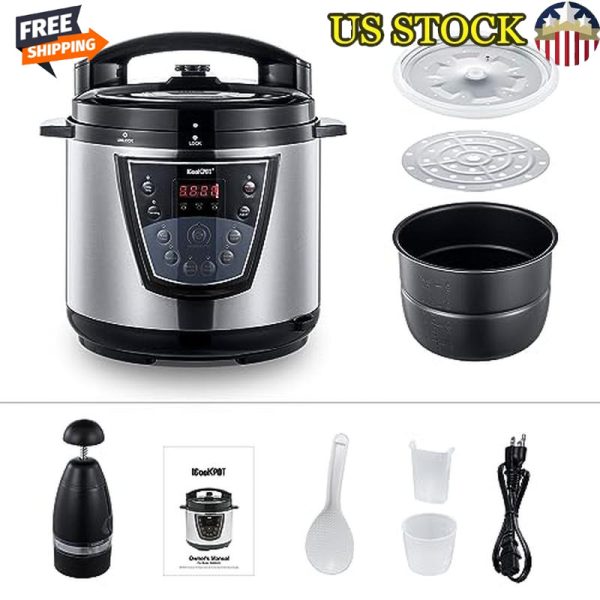 9 in 1 Electric Pressure Cooker Rice Steamer Slow Cook Stainless Steel 6 Quart