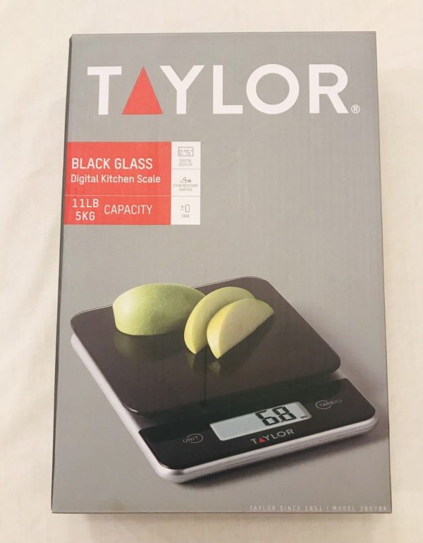 Taylor Digital Kitchen Scale Black Glass, 11lb/5kg Capacity Sealed  New In Box