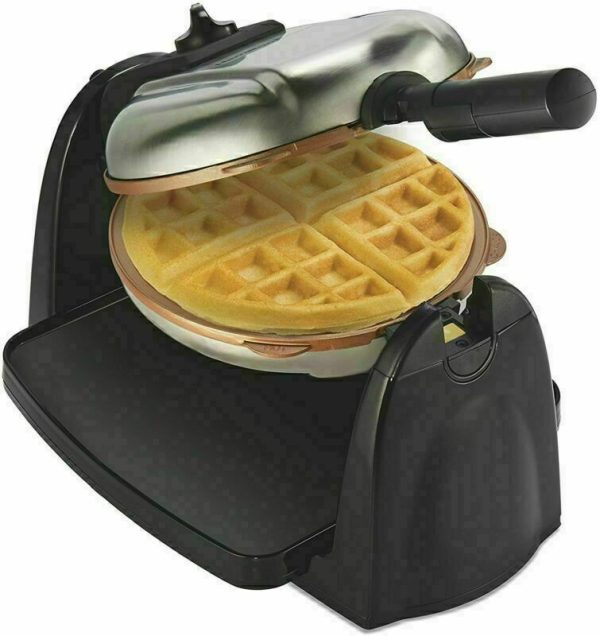 Belgian Waffle Maker with Removable Nonstick Plates Single Flip Ceramic Grids US