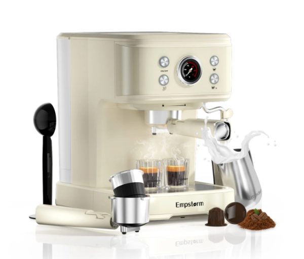 Empstorm Espresso machine, 20 Bar Espresso Maker with Milk Frother Steam Wand