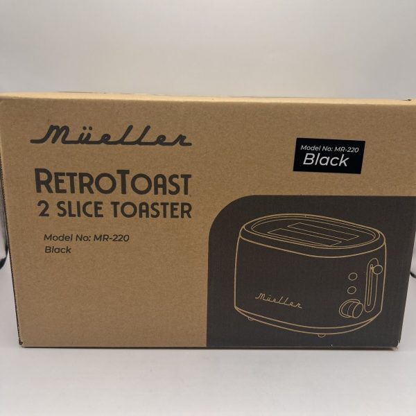 Mueller Retro Toaster 2 Slice with 7 Browning Levels and 3 Functions – Black