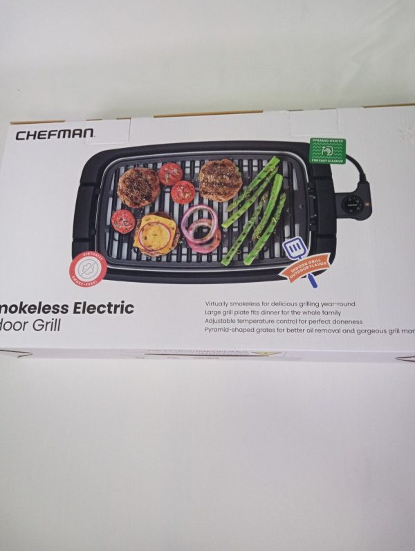 Chefman Smokeless Indoor Electric Grill Adjustable Temp 15×9 Cooking Surface