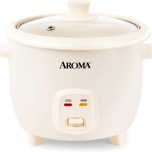 AROMA CoreCoat Pot-Style Rice Cooker with One-Touch Control and Cream