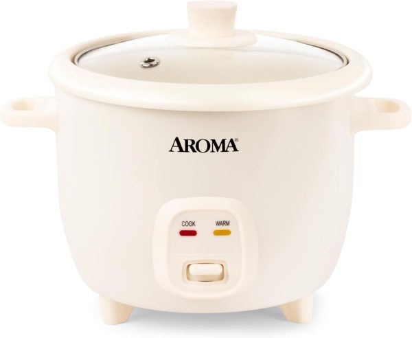 AROMA CoreCoat Pot-Style Rice Cooker with One-Touch Control and Cream