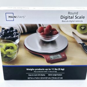 Mainstays Round Digital Kitchen Scale, Food Scale, Stainless Steel Platform, LCD