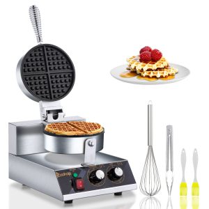 1200W Non-Stick Belgian Waffle Maker Round Design 110V Kitchen Appliance