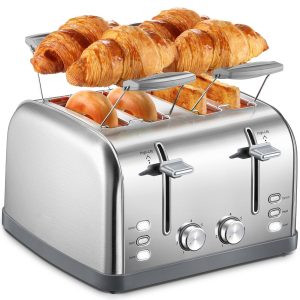 Toaster 4 Slice, Stainless Steel , 7-Shade Settings with Warming Rack, Silver