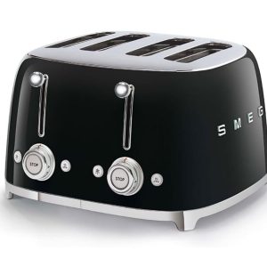 Smeg 50’s Style Retro Aesthetic, 4 Slice Toaster, TSF03BLUS, Black.