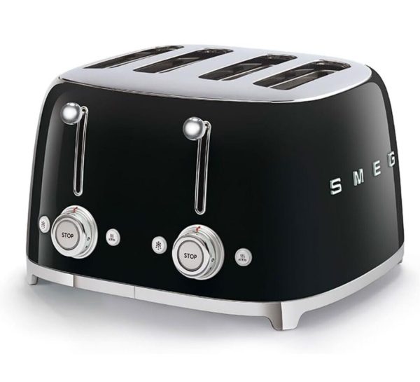 Smeg 50’s Style Retro Aesthetic, 4 Slice Toaster, TSF03BLUS, Black.