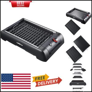 Non-Stick 2-in-1 Electric Grill & Griddle – Smokeless Cooking with Recipe Book