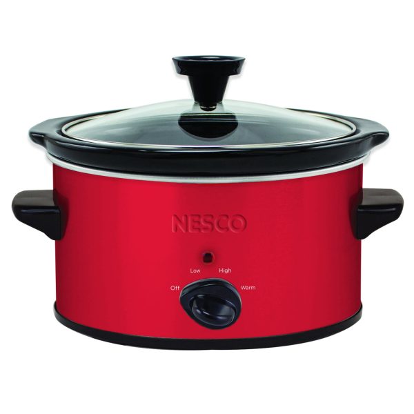 NESCO SC-150R Slow Cooker 1.5 Quarts, Metallic Red Removable Ceramic Crock 120 W