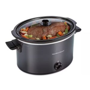 Hamilton Beach Slow Cooker Electric Kitchen Cooking 10 Qt Black Folding Handle