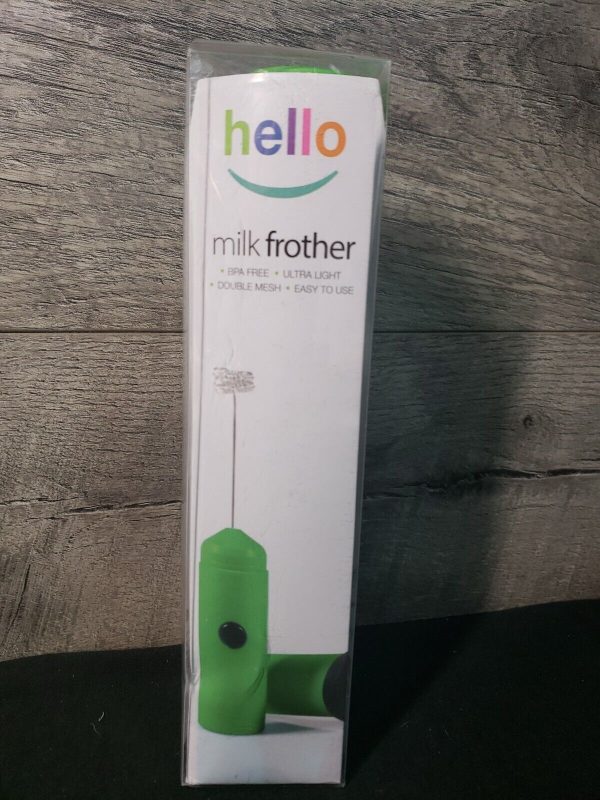 HELLO Milk Frother Double Whisk Head Handheld Battery Operated Frother  GREEN