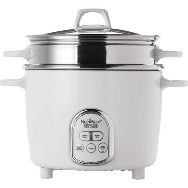 NutriWare Digital Pot Style 7-Cup Rice Cooker with Glass Lid and Non-Stick Pot