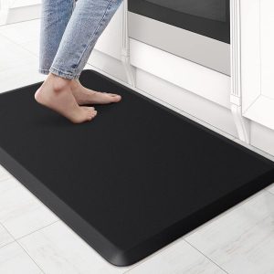 KitchenClouds Anti-Fatigue Kitchen Mat 17.3″x28″ Waterproof Non-Slip Black Mat