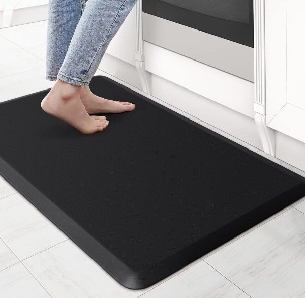 KitchenClouds Anti-Fatigue Kitchen Mat 17.3″x28″ Waterproof Non-Slip Black Mat