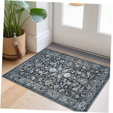 Entryway Rug 2×3 Rug Kitchen Mat Vintage Floral 2’x3′(24″x36″) Charcoal/Navy