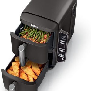 DoubleStack 2-Basket Air Fryer – 8QT, 6-in-1, Space-Saving Design, Black