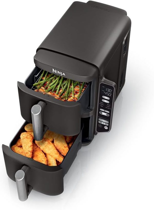 DoubleStack 2-Basket Air Fryer – 8QT, 6-in-1, Space-Saving Design, Black