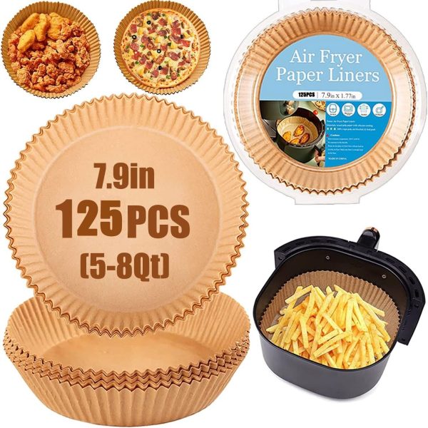 125 PCS Air Fryer Disposable Paper Liners Non-stick Parchment Oil-proof 7.9inch