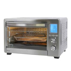 34 qt. 1750W 6-Slice Stainless Steel Air Fryer Toaster Oven with Fry Basket, 12-