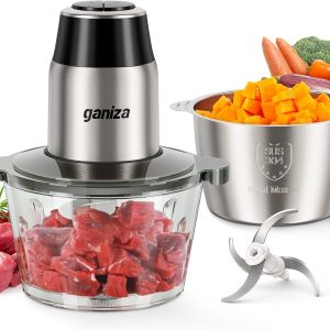 GANIZA Food Processors, Electric Chopper with Meat 8 Cup+8 Cup, Black