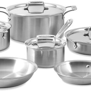 All-Clad D5 Brushed 10-Pc Cookware Set Induction Compatible with 12 inch Fry pan