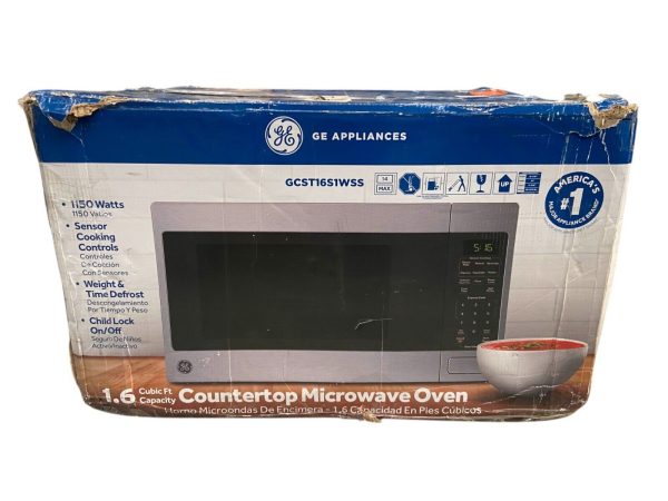 GE – 1.6 Cu. Ft. Capacity Countertop Microwave Oven, Stainless Steel (READ!)