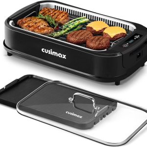 Indoor Grill, CUSIMAX Smokeless Grill Indoor, 1500W Electric Grill Griddle