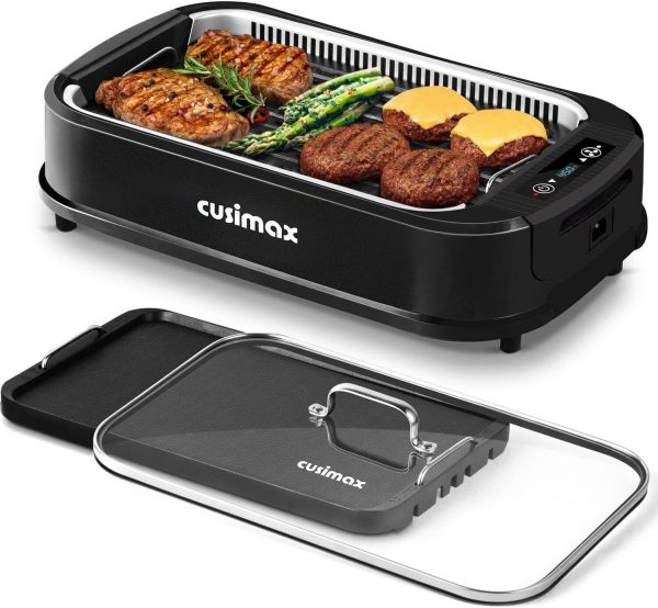 Indoor Grill, CUSIMAX Smokeless Grill Indoor, 1500W Electric Grill Griddle