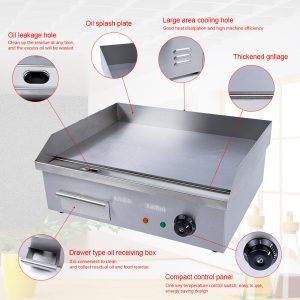 Commercial Electric Countertop Griddle Flat Top Grill Hot Plate BBQ 3000W 22″