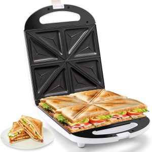 Breakfast Sandwich Maker, 4-Slice Sandwich Press with Non-Stick Plates,Grilled C