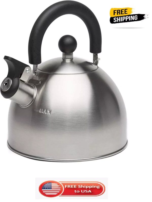 SALE! NEW Primula Stewart Whistling Stovetop Tea Kettle Food Grade Steel, 1.5-Q.