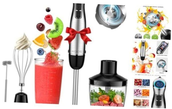 Immersion Blender, 1100W 5-in-1 Multi-Purpose Hand Blender, 12-Speed