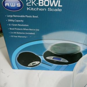 AWS 2K- Bowl Kitchen Scale, 2000g capacity Black