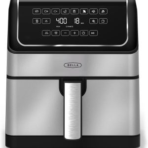 bella 8 Qt Digital Air Fryer with TurboCrisp Technology, Stainless Steel