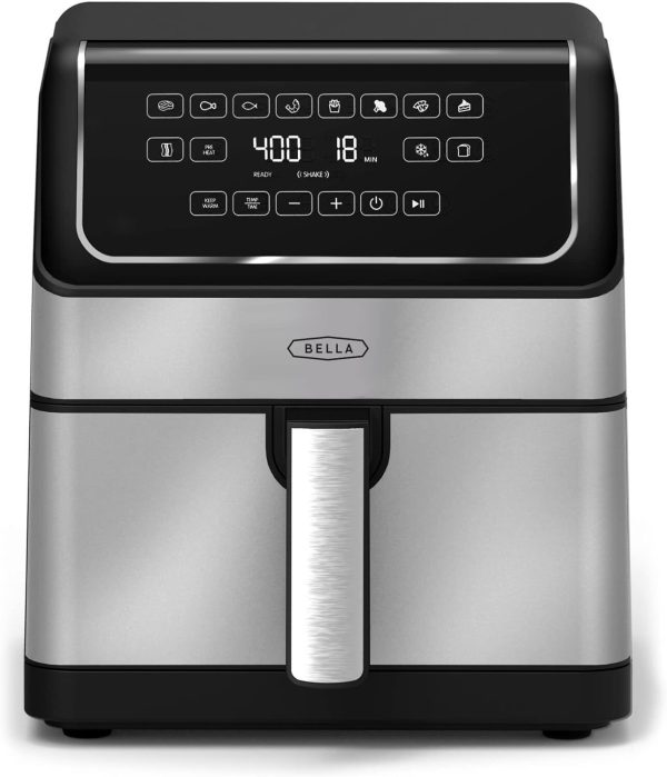 bella 8 Qt Digital Air Fryer with TurboCrisp Technology, Stainless Steel