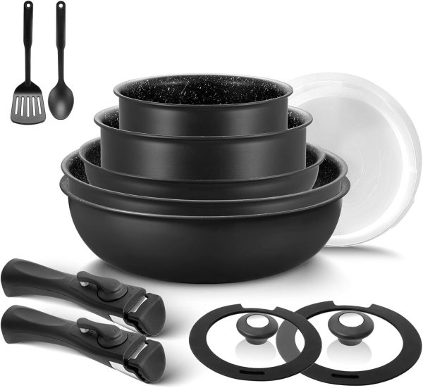 Induction Cookware Set 13 Pieces, Cookware Set, Non-Stick Stackable Design