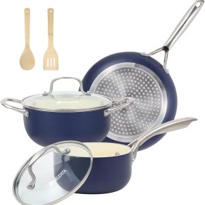 Pots and Pans Set, 7 Piece Nonstick Ceramic Cookware Set, Kitchen Cookware Sets