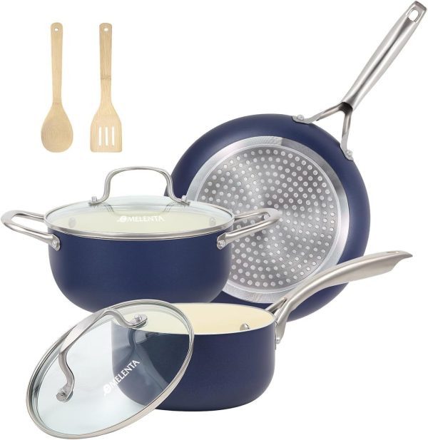 Pots and Pans Set, 7 Piece Nonstick Ceramic Cookware Set, Kitchen Cookware Sets