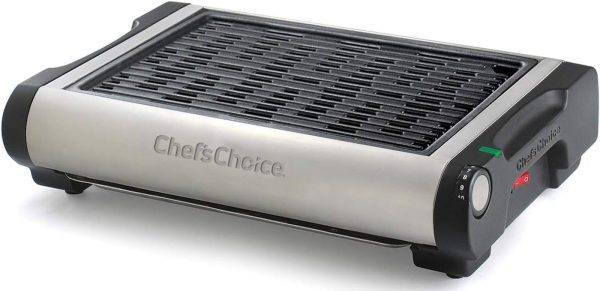 880 Professional Cast Iron Indoor Smokeless Electric Grill, 1500-Watts, Silver