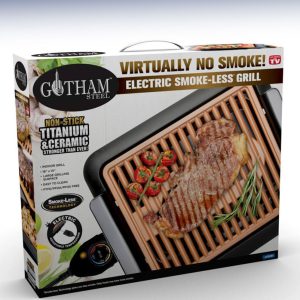 GOTHAM STEEL Smoke-Less Indoor Electric Grill Non-Stick Titanium & Copper 16×14