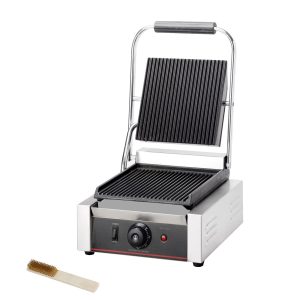 Commercial Panini Press With Grooved Grill Sandwich Maker Machine Electric