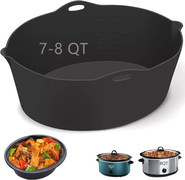 Silicone Liners Fit for Crock Pots/Slow Cookers 7-8 ✅ 7-8QT (1 Compartment)