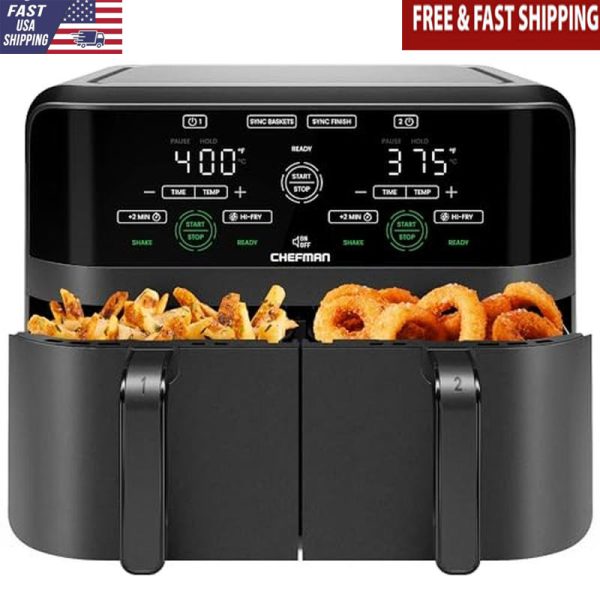 Dual Basket Air Fryer 6QT Digital Touchscreen Sync Finish Healthy Cooking New