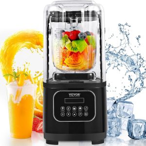 Professional Blender with Shield, Commercial Countertop Blenders, 68 Oz Glass Ja