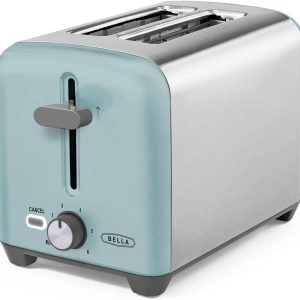 BELLA 2 Slice Toaster, Quick & Even Results Wide Slots  Aqua & Stainless Steel